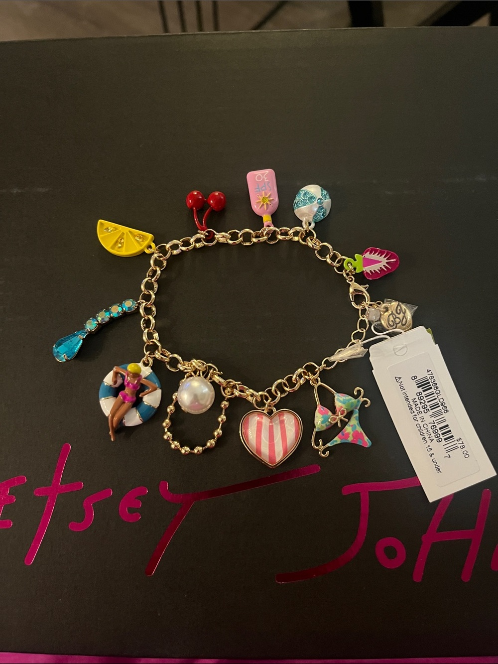 Betsey Johnson Gold-Tone Beach Charm Bracelet - Multicolor Charms